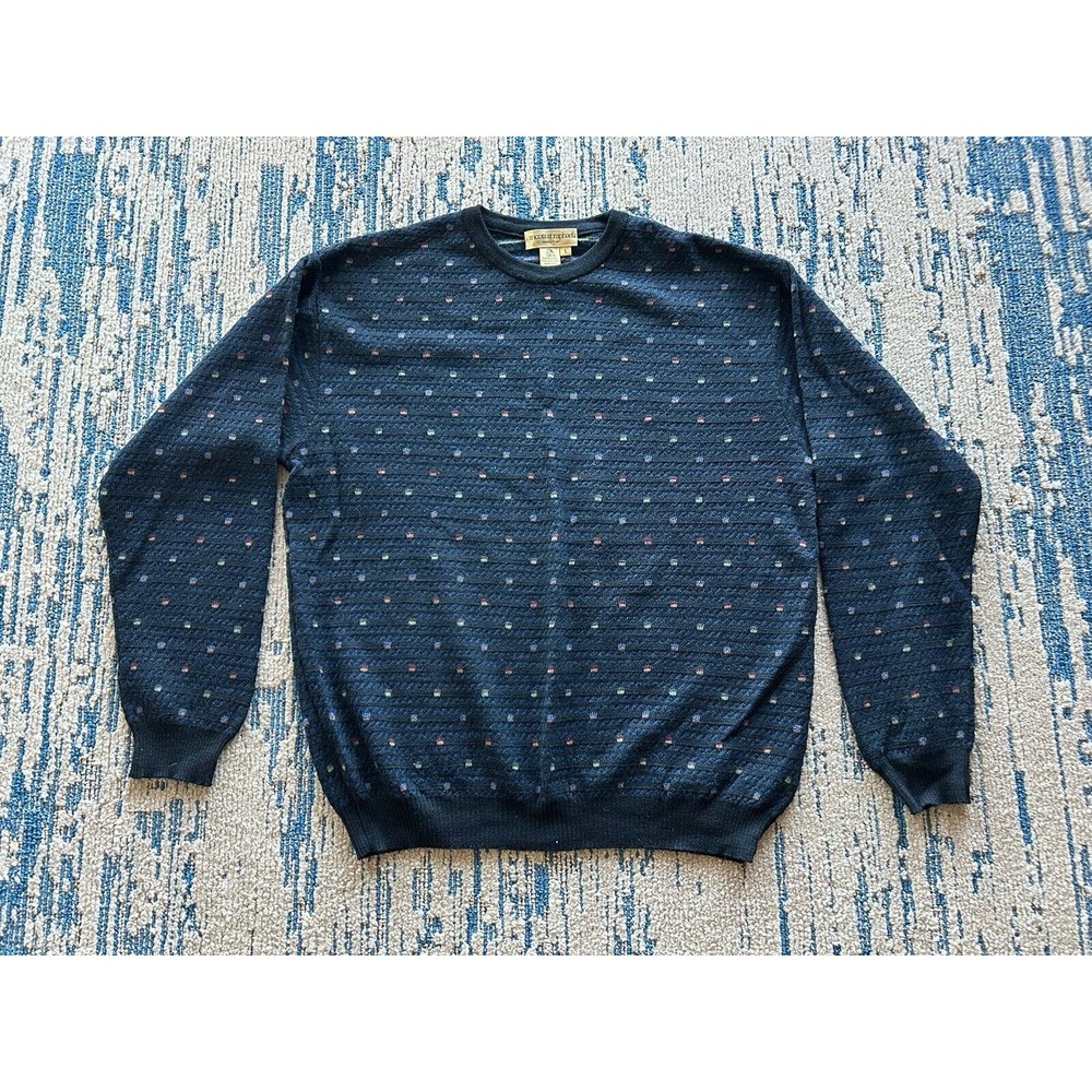 Vintage Tricots St. Raphael size L Men’s Sweater Pure Wool Blue Black A24